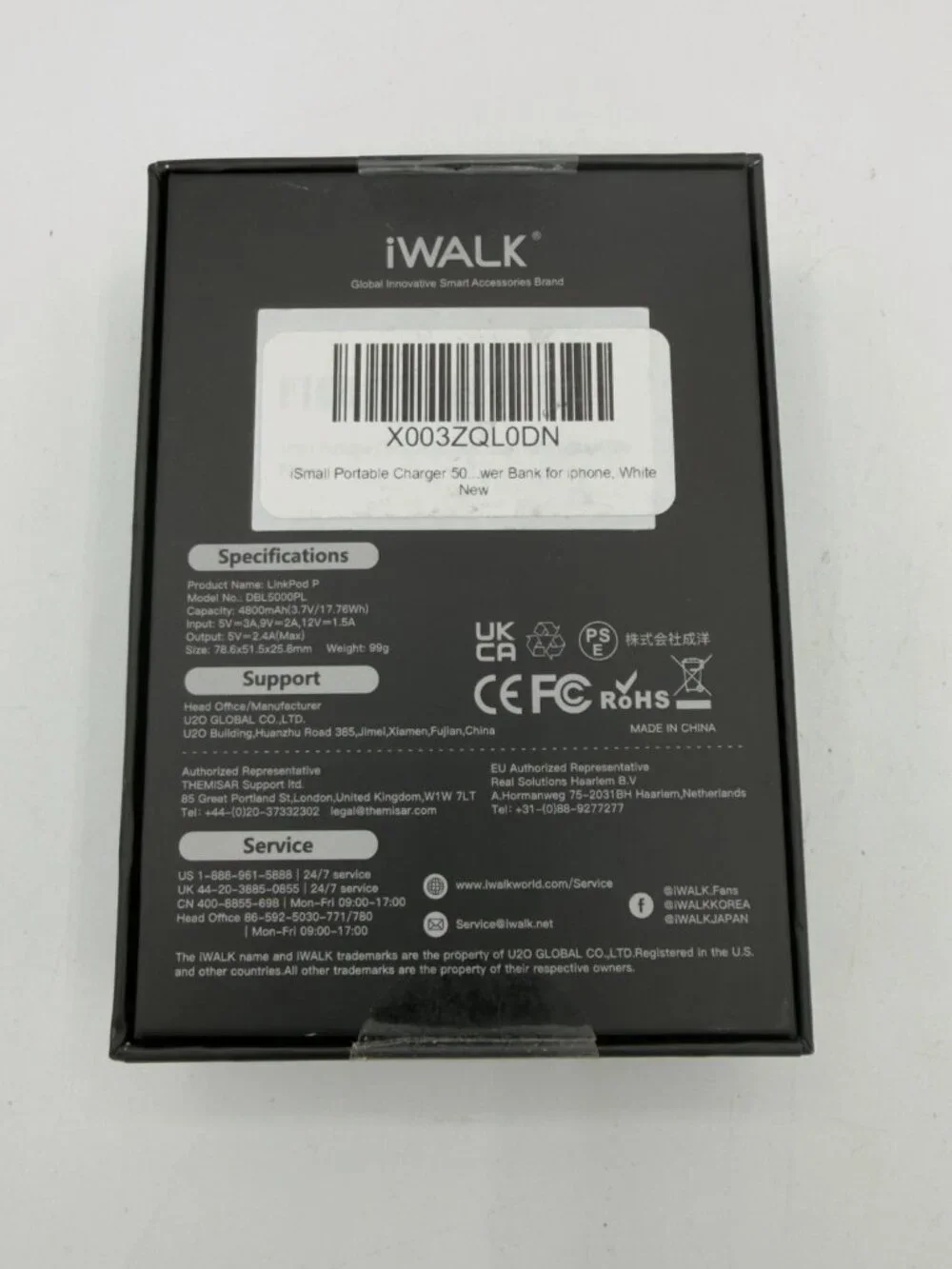 iWALK LinkPod P 4800mAh Portable Charger Power Bank for iPhone White